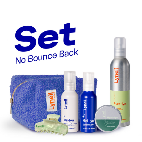 Kit rentrée peau nette anti-imperfections avec Eau Purifiante Pure-lyn, Gel-lyn, Oil-lyn, Hydra-lyn et trousse Teddy-nell - Lynell Switzerland